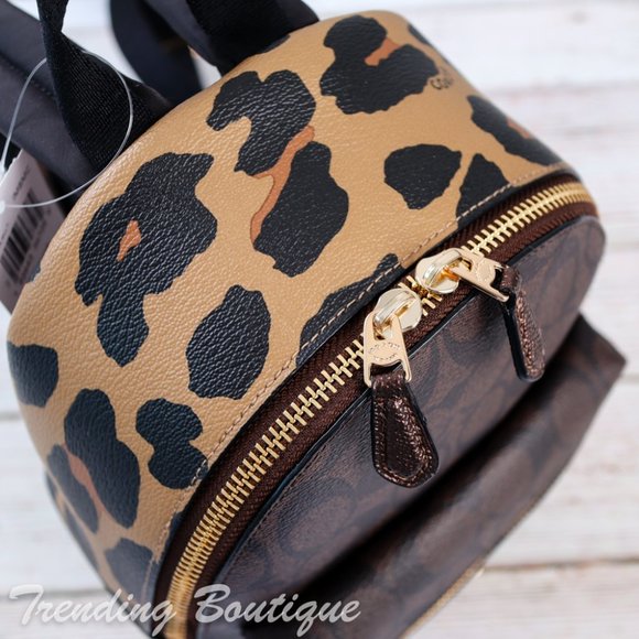 NWT Coach Mini Charlie Backpack with Leopard Print - Picture 6 of 12